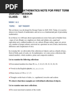 SS 1 Further Mathematics Note For First Term 2020