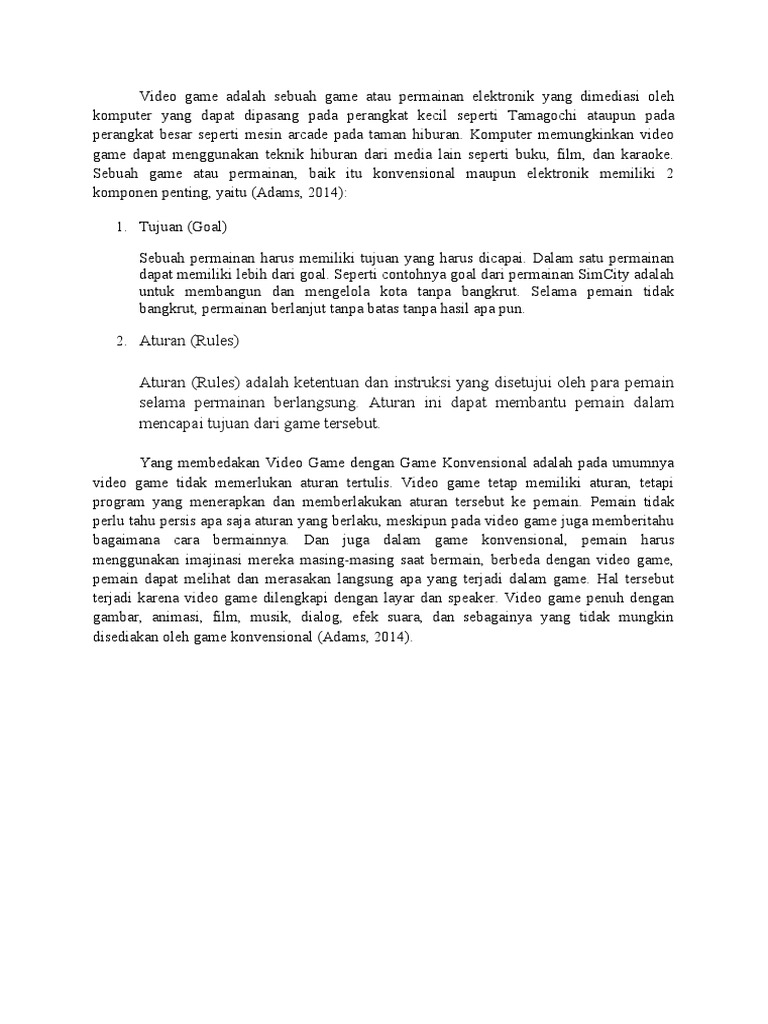 Definisi dan Komponen Video Game | PDF | Game & Aktivitas