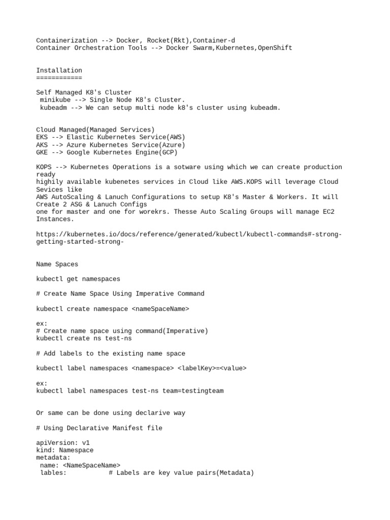 Dec 2021 7-30AM K8s Notes | Download Free PDF | Information Age ...