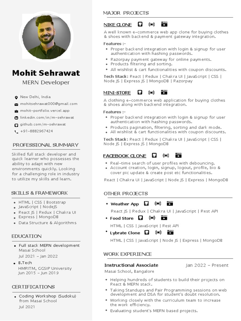 Mohit Sehrawat: MERN Developer Profile | PDF | Java Script | World Wide Web