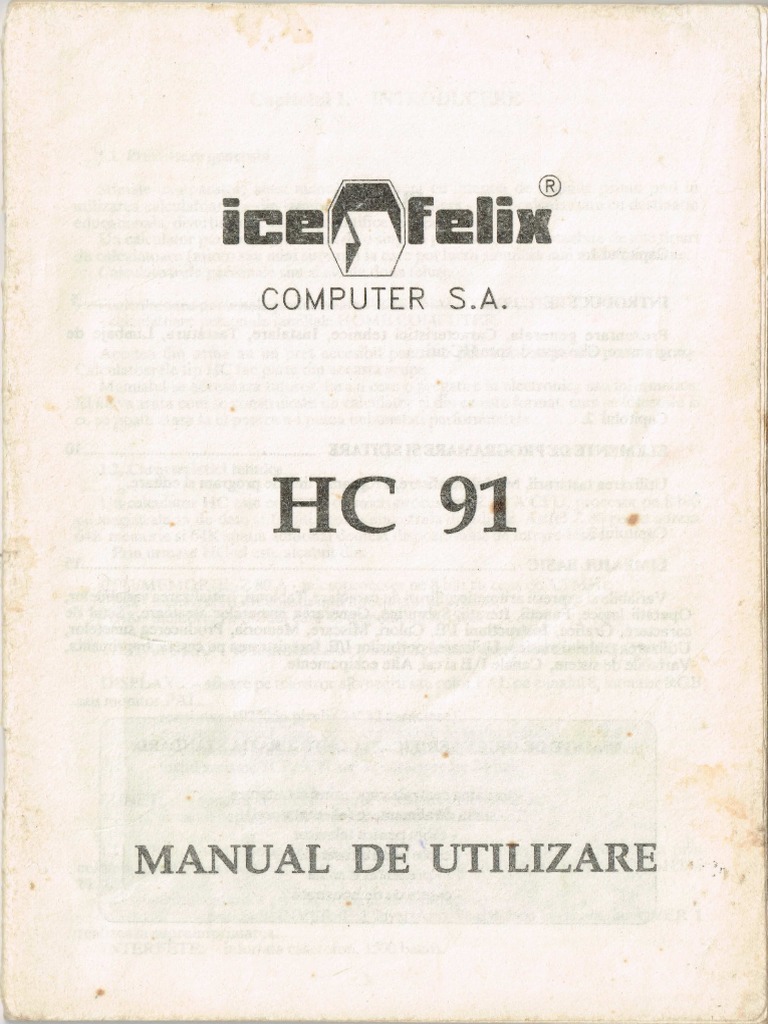 Manual HC-91 Si Supliment HC-91 Plus (1991) (I.C.E. Felix) | PDF