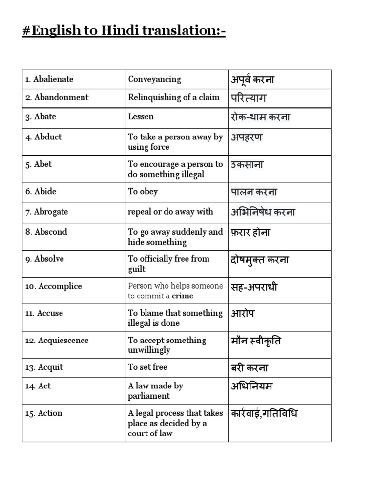 English To Hindi Translation PDF Lease Lawsuit