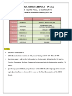 Class Xii, Pre Final 2 Time Table