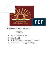 Kendriya Vidyalaya Tenali: Name: Class: Xii Subject: Topic: Cancer Biology/ Oncology