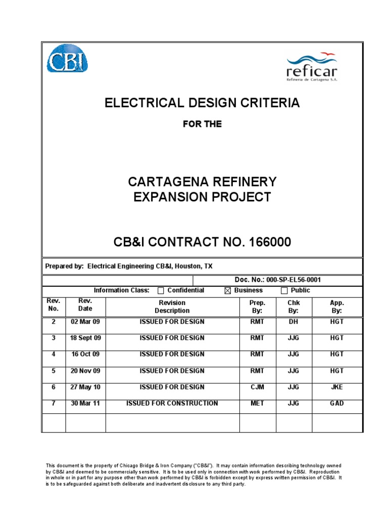 000 SP EL56 0001 Electrical Design Criteria PDF Electric Power