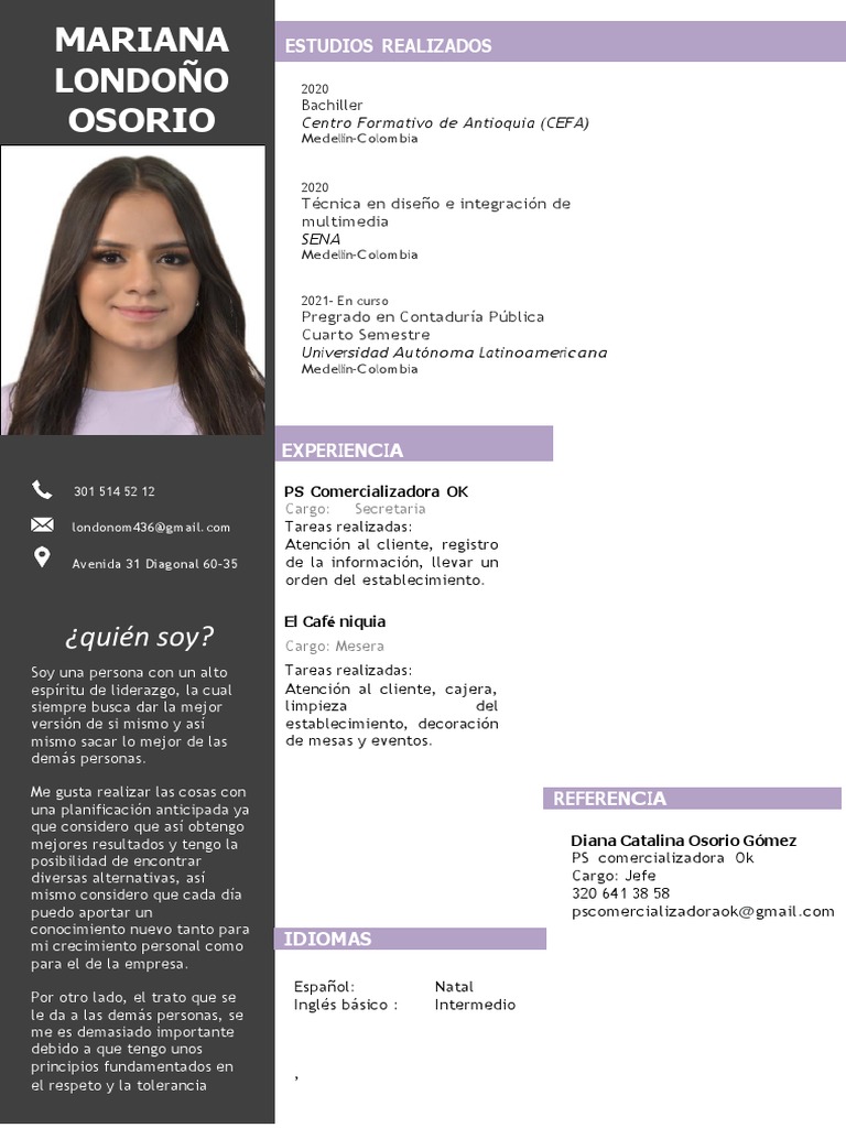 Perfil Profesional de Mariana Londoño | PDF | Crecimiento personal y ...
