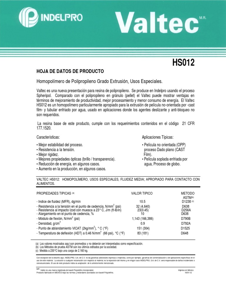 PDS HS012 | PDF | Materiales | Química