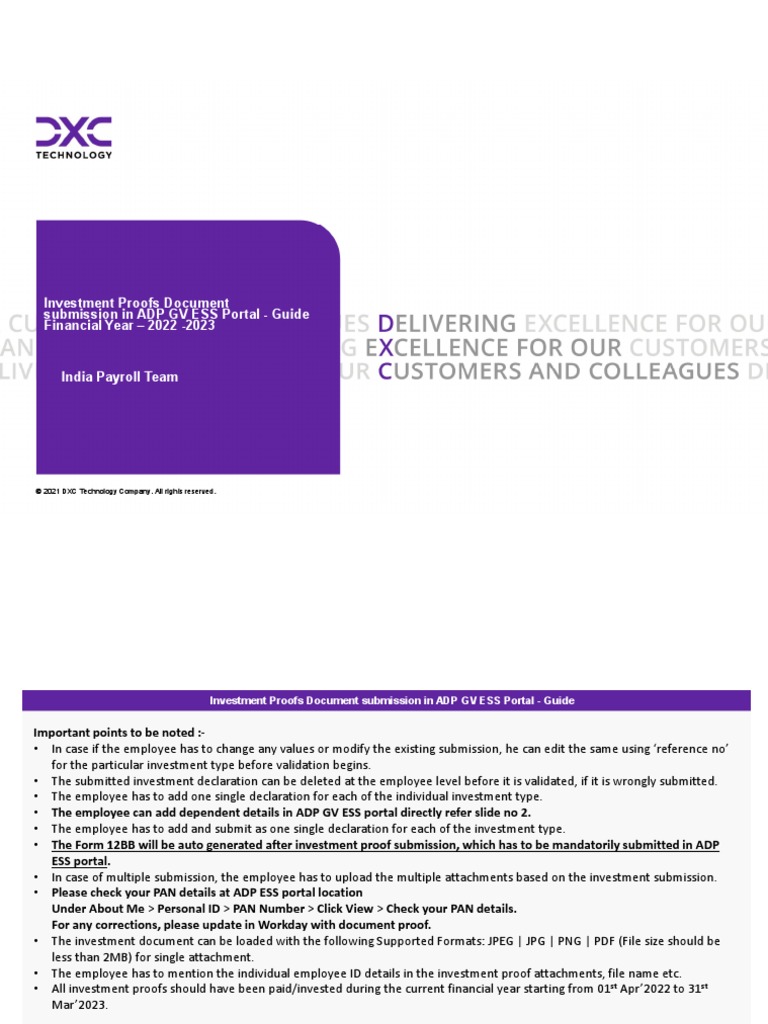 Investment Proof Submission Process Flow FY 202223 PDF Loans