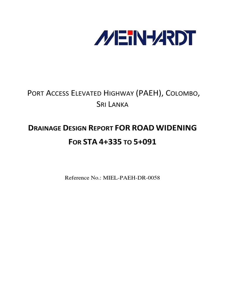 Drainage Design for PAEH Widening | PDF | Drainage Basin | Road