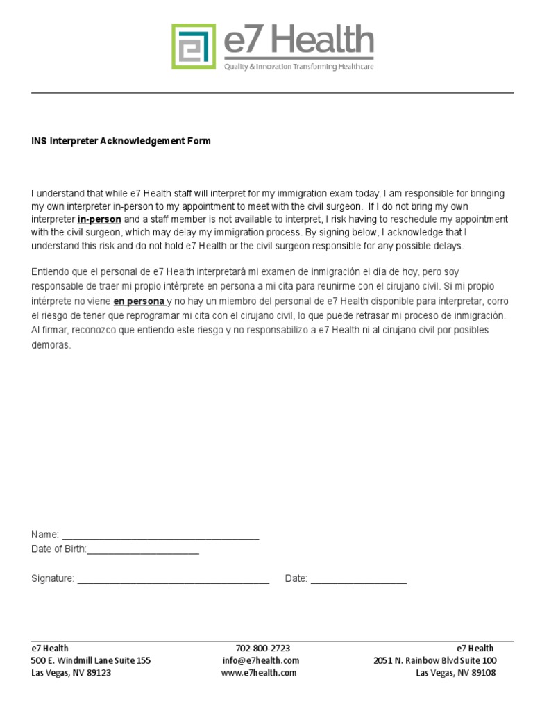 INS Interpreter Acknowledgement Form | PDF | Ciencias sociales ...