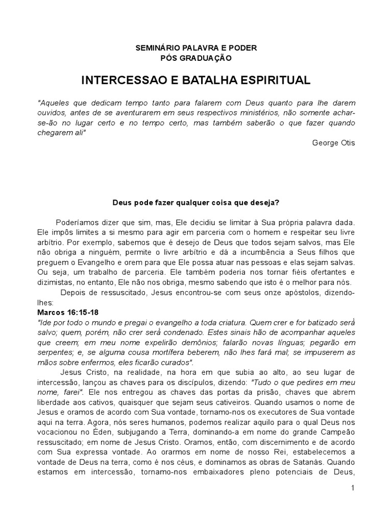 Intercessão e Batalha Espiritual | PDF | Oração | Abraão