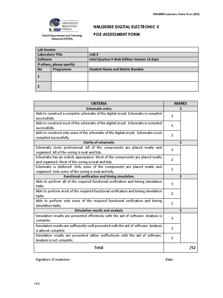 Rubric NMJ20503 2022 L3 | PDF | Computer Science | Computer Engineering