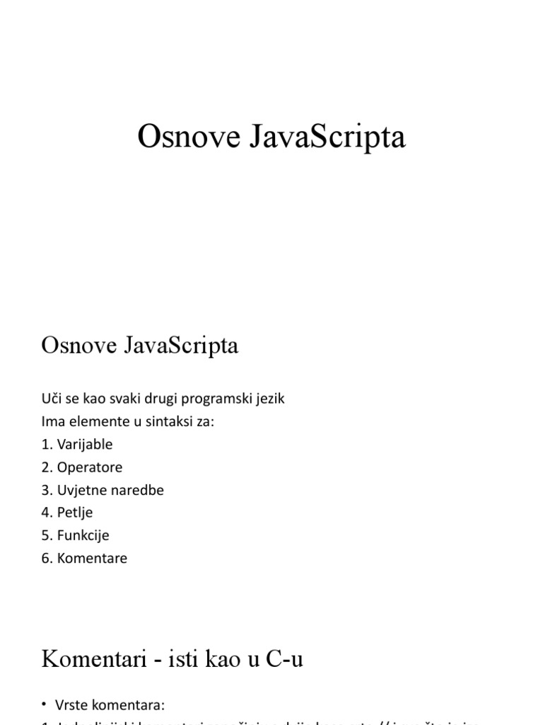 Osnove JavaScripta | PDF