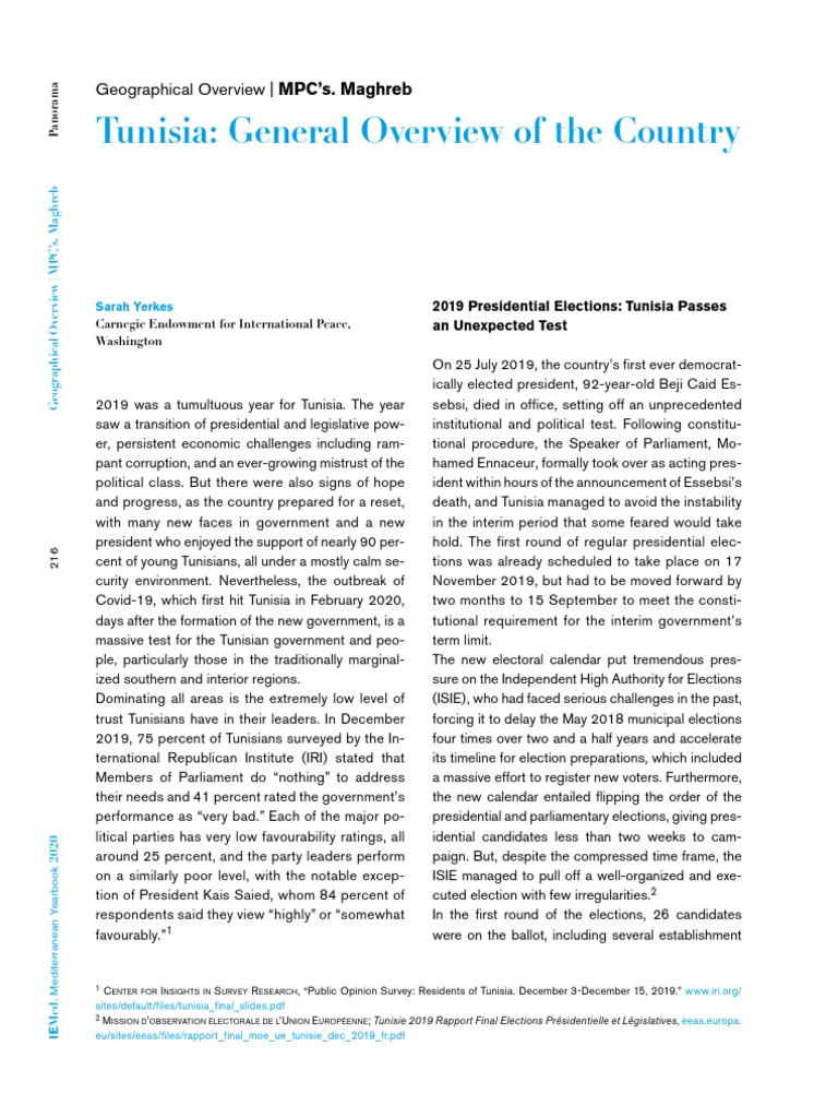 Tunisia General Overview of The Country PDF Tunisia Government