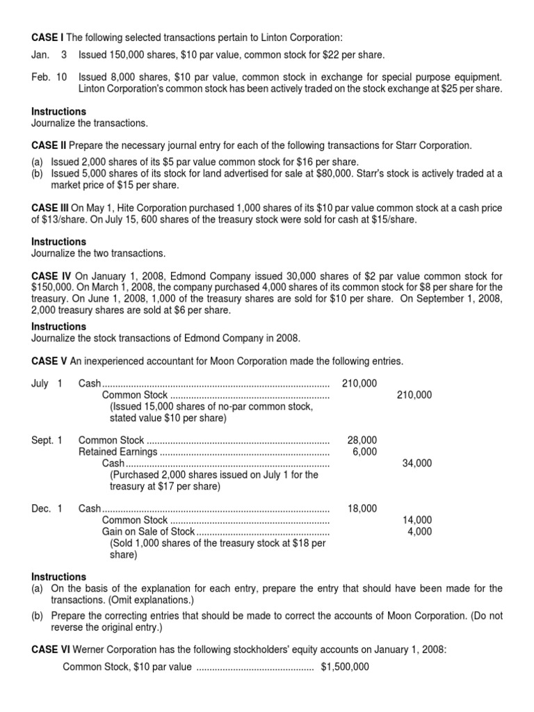 110 Stockholders Equity Exercises Download Free Pdf Stocks Dividend
