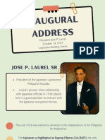 Inaugural Address: President Jose P. Laurel October 14, 1943