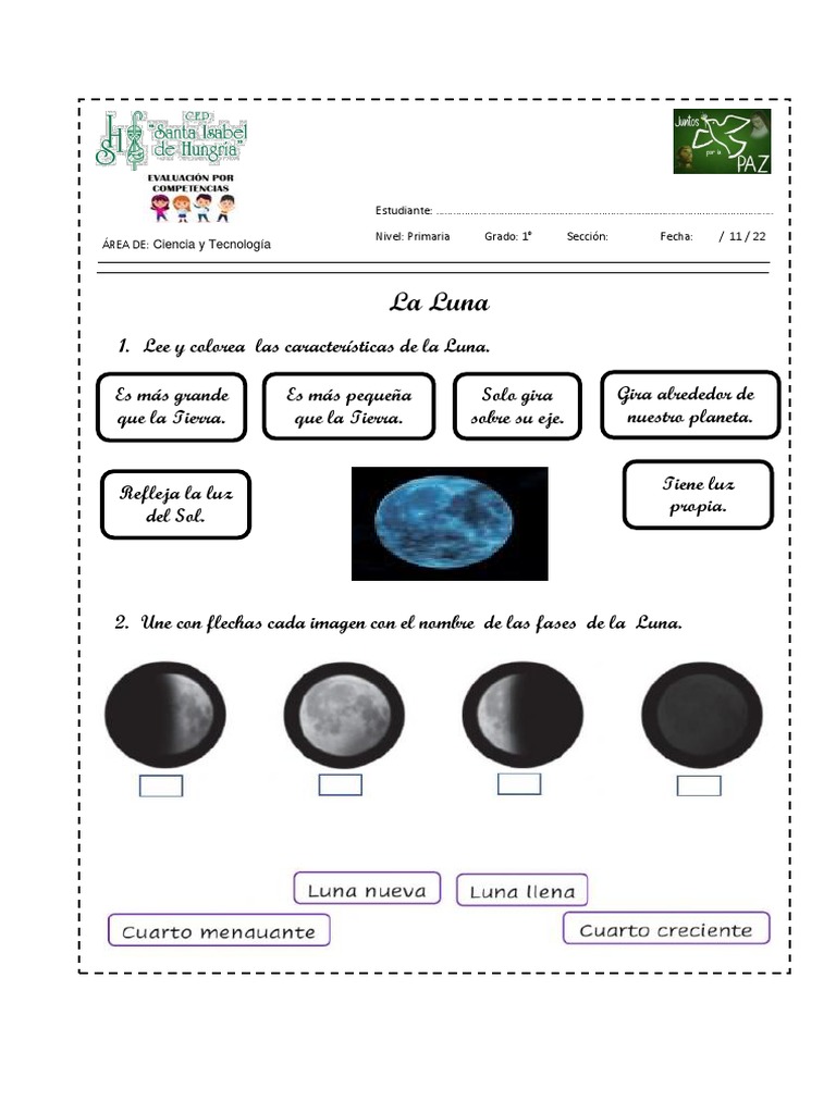 Fases de la Luna para Niños de Primaria | PDF | Ciencia y matemáticas