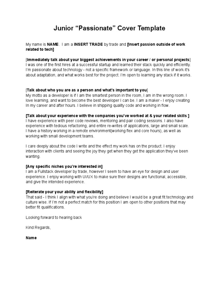 Passion Cover Letter PDF