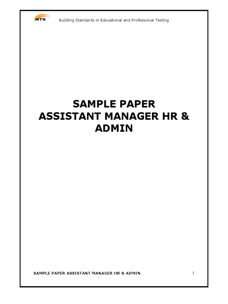 Assistant Manager HR & Admin Sample Paper | PDF | Indus River | Pakistan