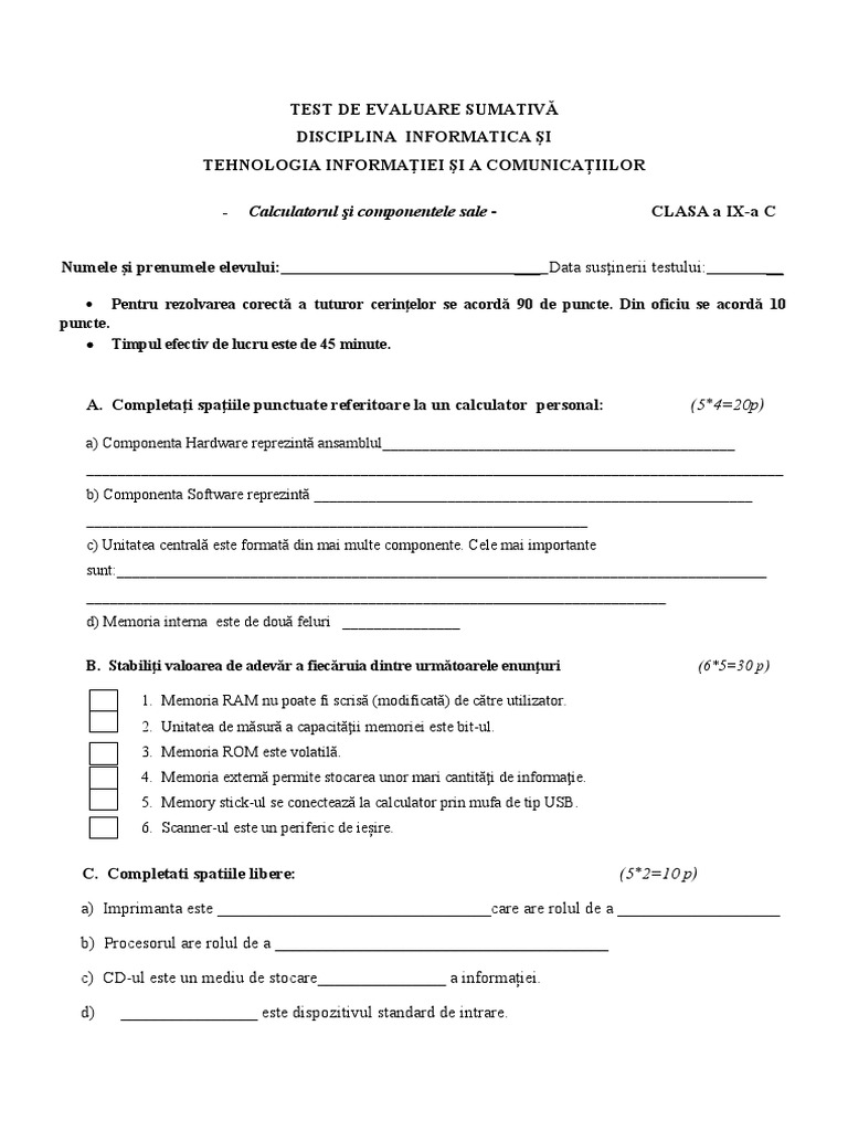 Test Info Tic Cls A Va | PDF