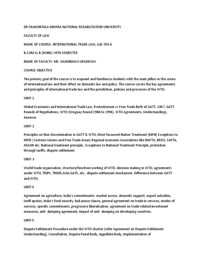 International Trade Law | PDF | World Trade Organization | Most ...