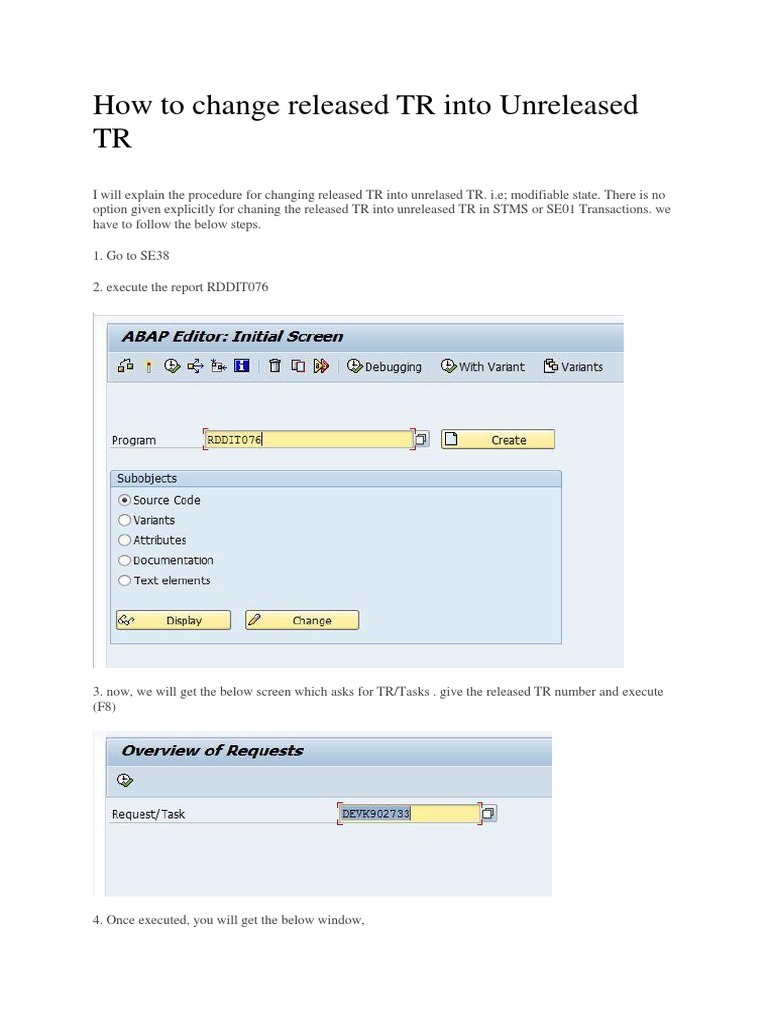 How To Change Released TR Into Unreleased TR PDF | PDF