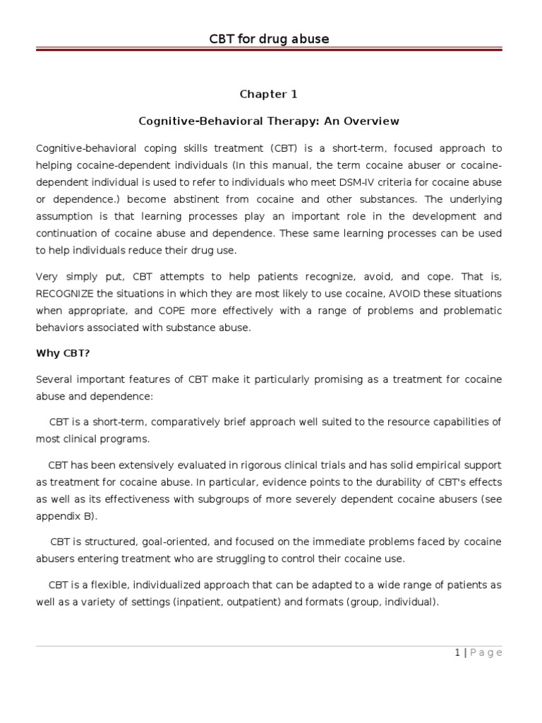 Therapy Manuals For Drug Abuse | PDF | Cognitive Behavioral Therapy ...