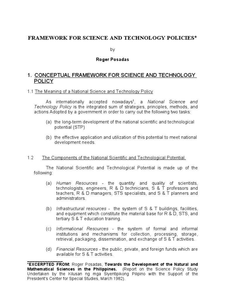 National Science and Technology Policy Framework | PDF | Science ...