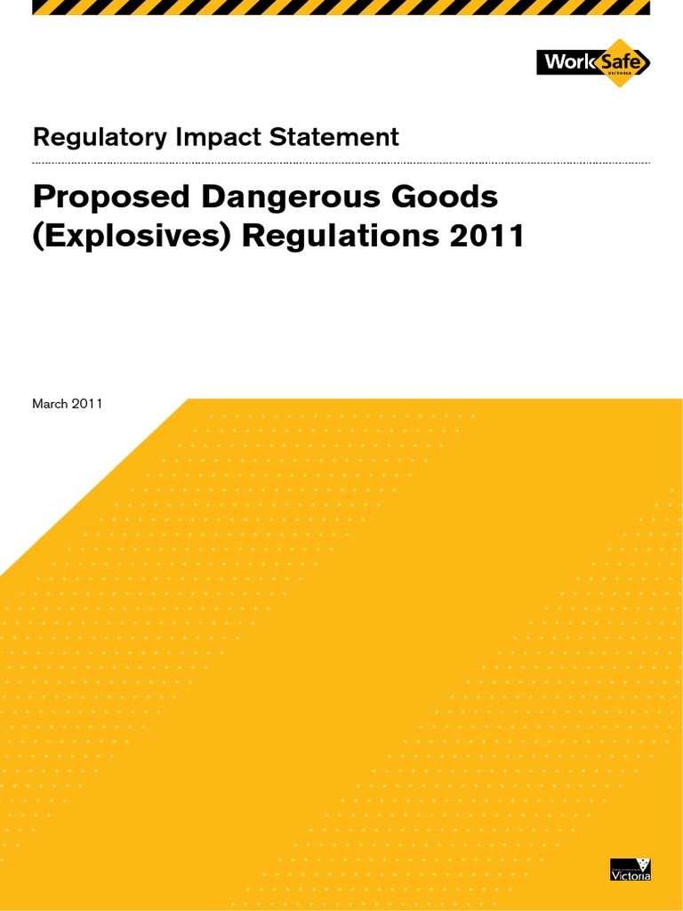 WorkSafe Dangerous Goods (Explosives) RIS 2011 PDF Dangerous Goods