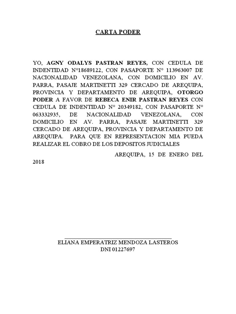 Carta Poder para Cobro Judicial | PDF
