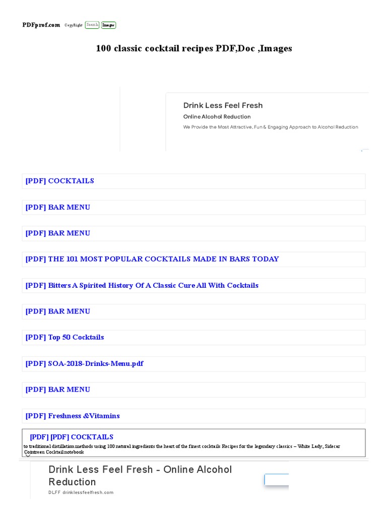100 Classic Cocktail Recipes | PDF