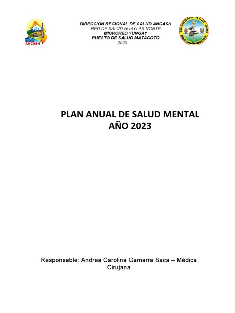 Plan Anual de Salud Mental 2023 | PDF | Salud mental | Trastorno mental