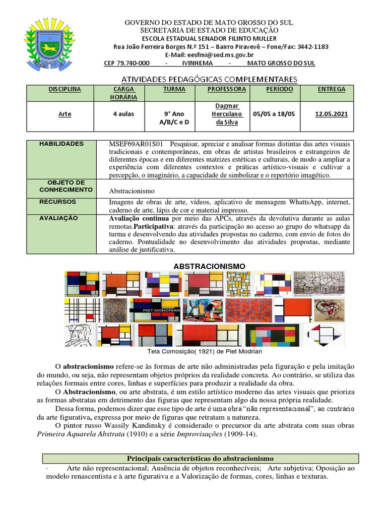 Atividades de Arte: Abstracionismo e Volpi | PDF | Arte abstrata | Estética
