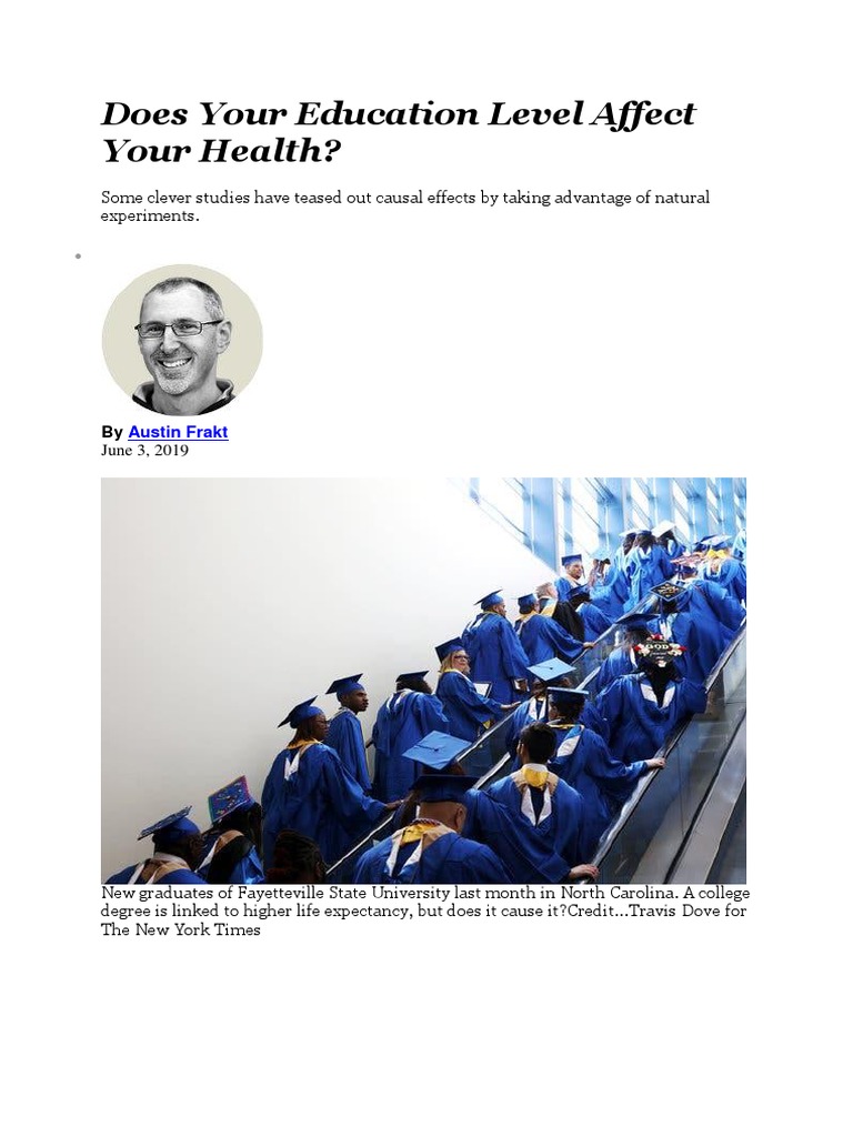 Does Your Education Level Affect Your Health NYTimes PDF Health