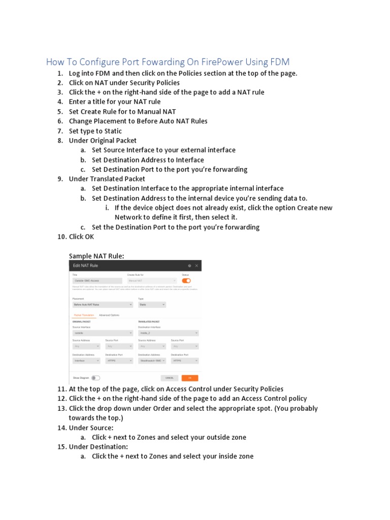 Configure Port Forwarding on FirePower FDM | PDF | Computers ...