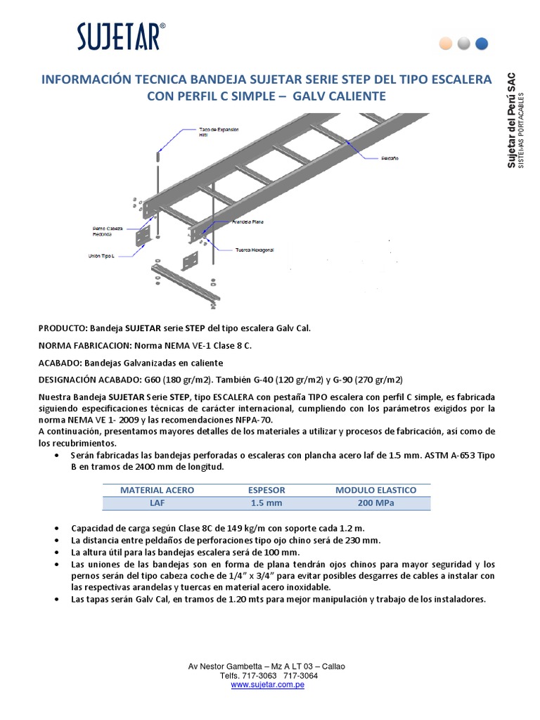 Ficha Tecnica - Bandeja Tipo Escalera Ste Lateral Tipo C Interior ...