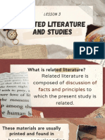 Related Literature and Studies: Lesson 3