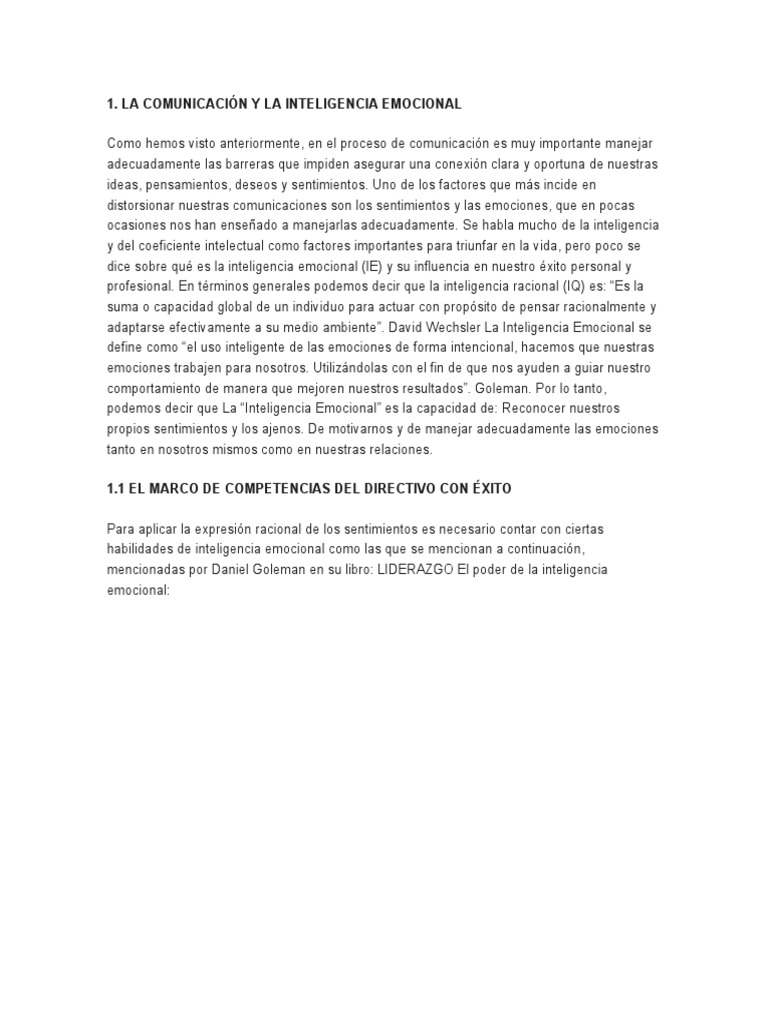 Comunicación y Manejo de Emociones | PDF | Inteligencia emocional ...