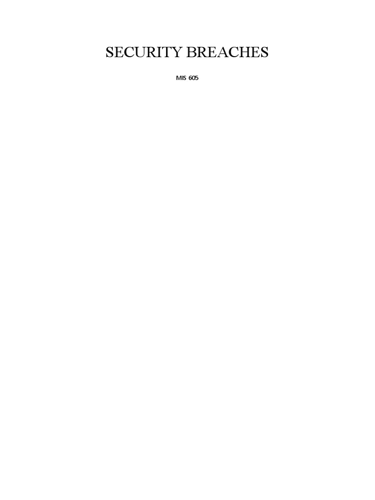 Security Breaches PDF