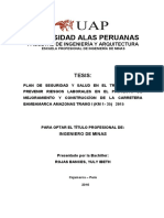 Tesis Plan Seguridad Salud Trabajo Prevenir Riesgos Laborales Proyecto Carretera Bambamarca Amazonas 2015