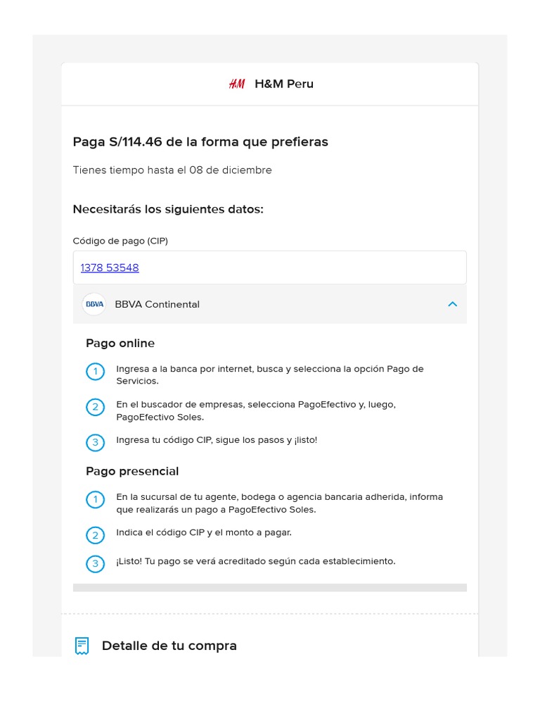 Instrucciones de Pago H&M Perú | PDF | Finanzas y dinero