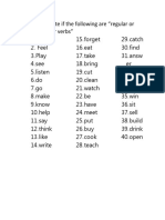 Regular irregular verbs past participle sentences