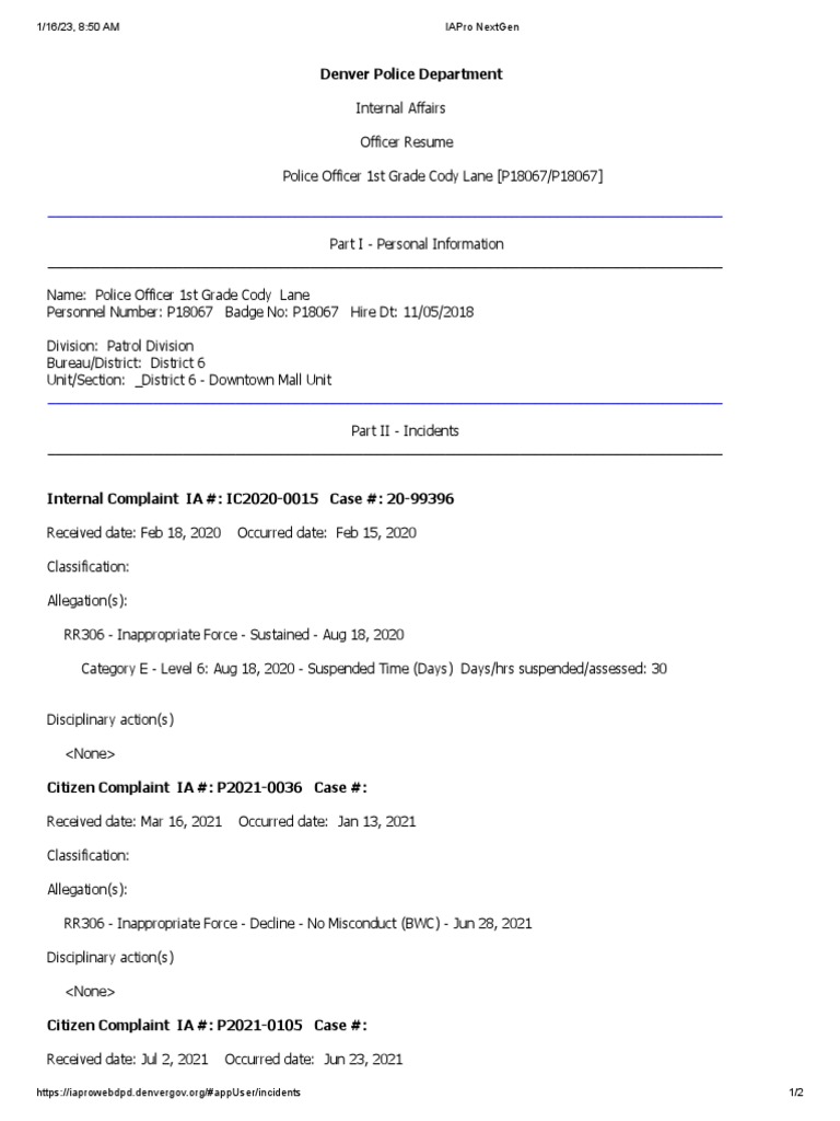 Cody Lane: Internal Affairs Summary | PDF | Crime & Violence | Law ...
