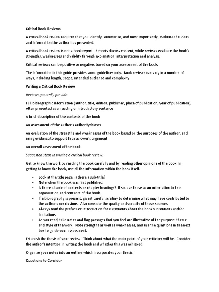 How to Write a Critical Book Review | PDF