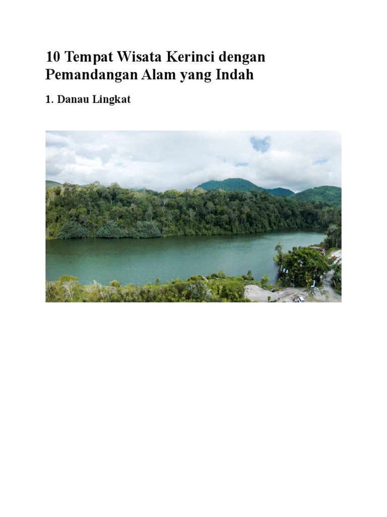 10 Tempat Wisata Kerinci Dengan Pemandangan Alam Yang Indah | PDF