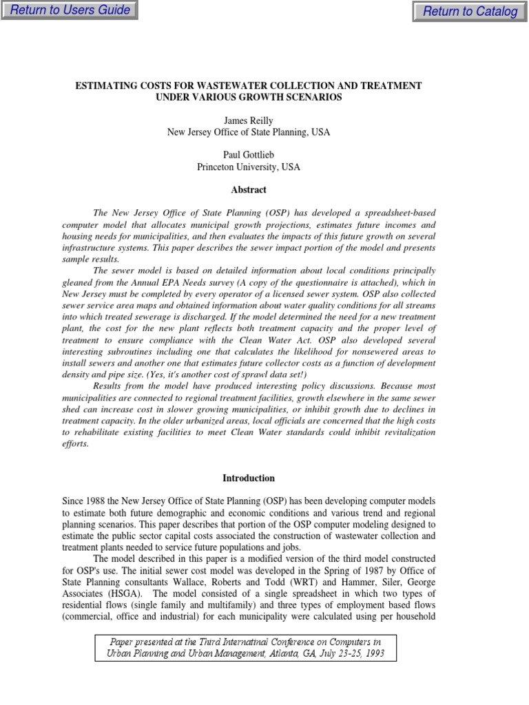 Estimating Costs For Wastewater Collection and Treatment PDF Sewage