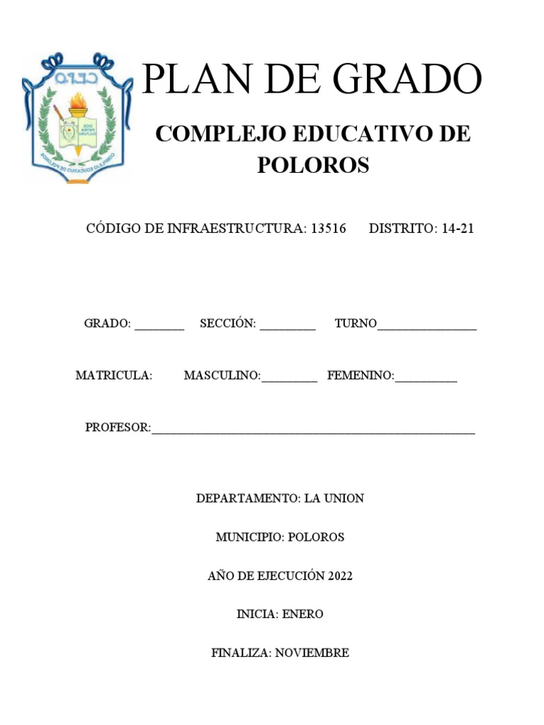 Plan de Grado Complejo Educativo Poloros | PDF | Crecimiento personal y ...