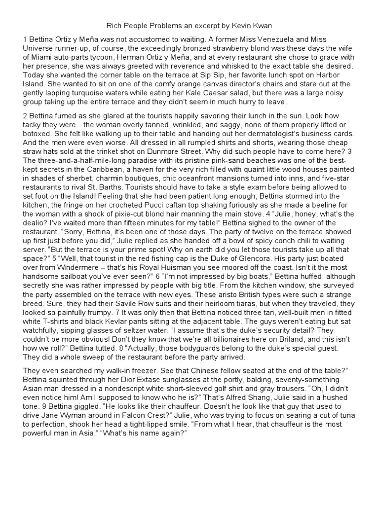 Rich People Problems An Excerpt By Kevin Kwan Pdf Information
