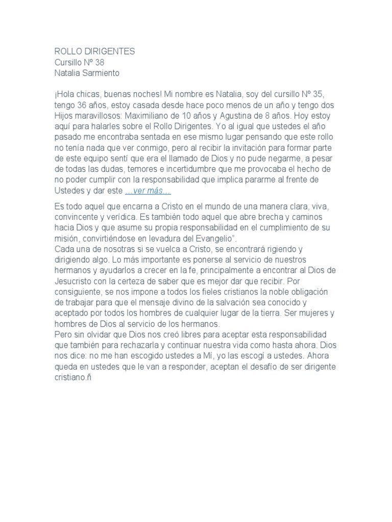 Rollo Dirigentes en Cursillos de Cristiandad | PDF | Religión y ...