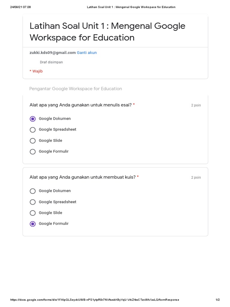 Latihan Soal Unit 1 Mengenal Google Workspace For Education Pdf